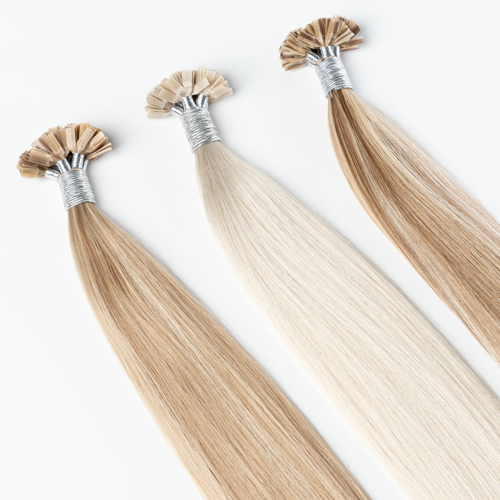 Flat-tip extensions human bundles of hair