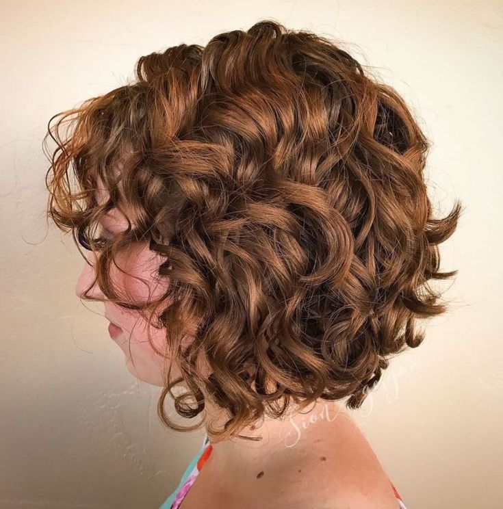 Layered curly bob hair