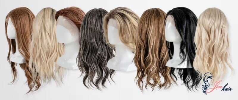 Various types of wigs.