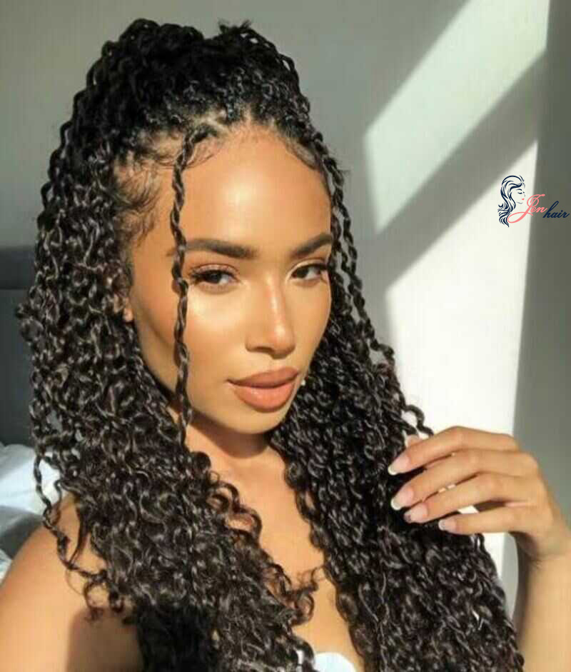 For that classic 90s look, pull out a few braids to frame your face.