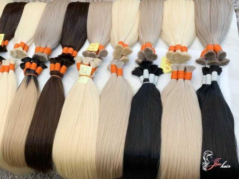 Dyed human hair bundles.