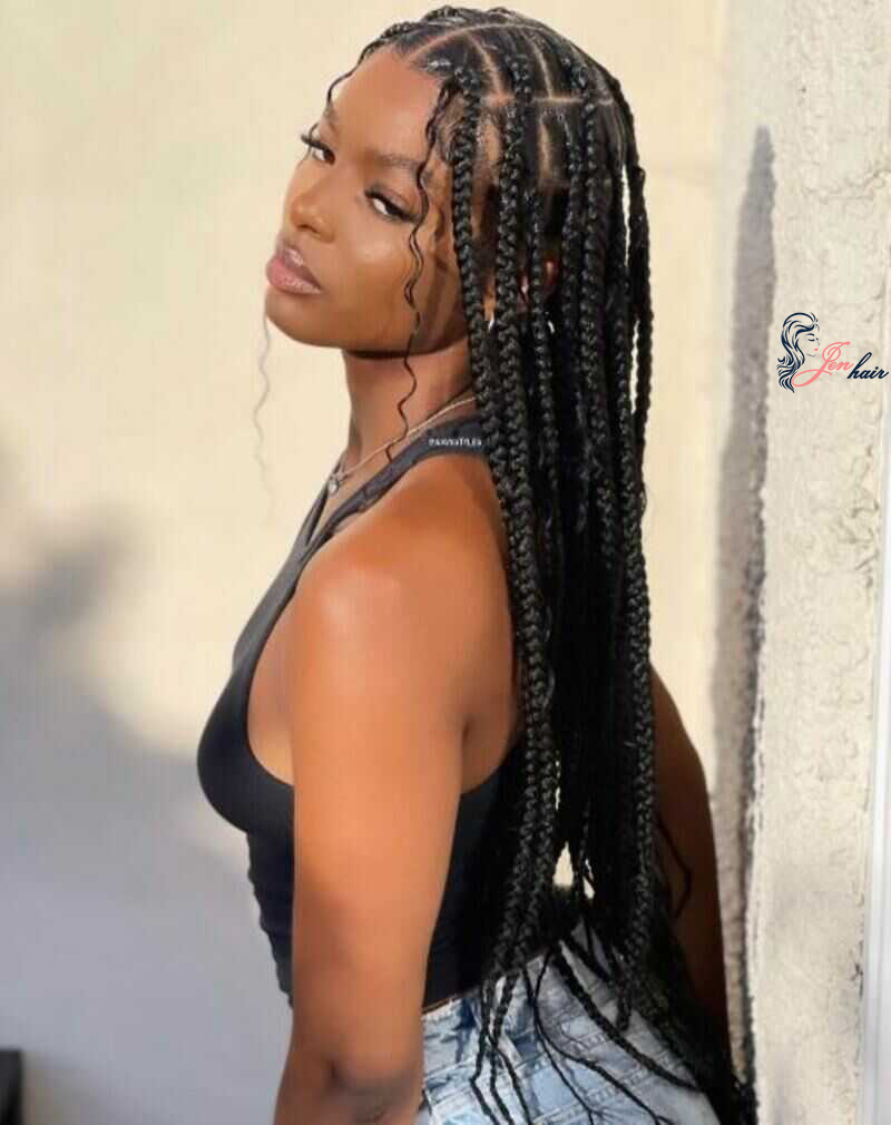 Medium box braids tend to enhance the appearance of anyone, particularly when they are longer.