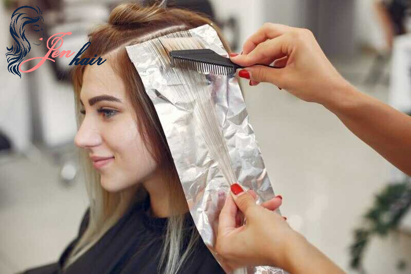 A process of hair bleaching. 