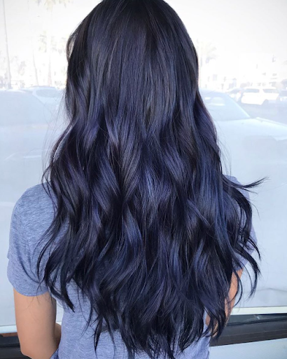 Dark navy blue hair