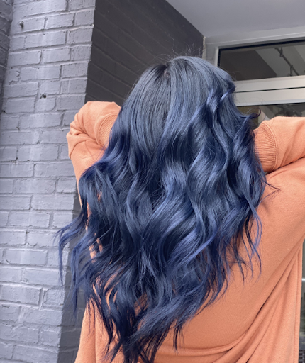 Navy blue denim hair