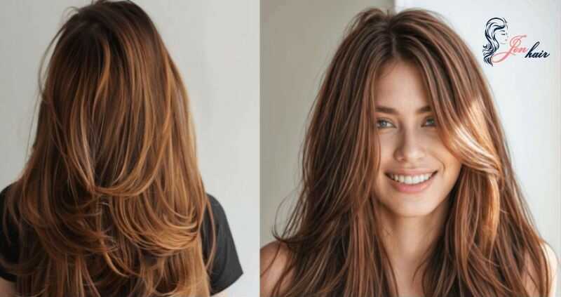 Shine bright with thick hair long haircut.