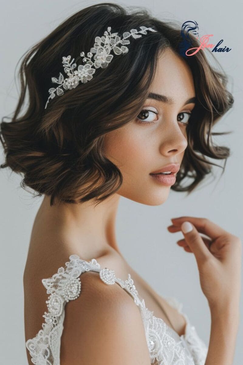 Soft curls are great choice for medium to short haired-brides.