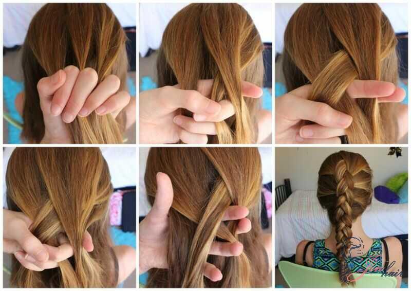 Crossing the middle section. ponytail with braids on the side