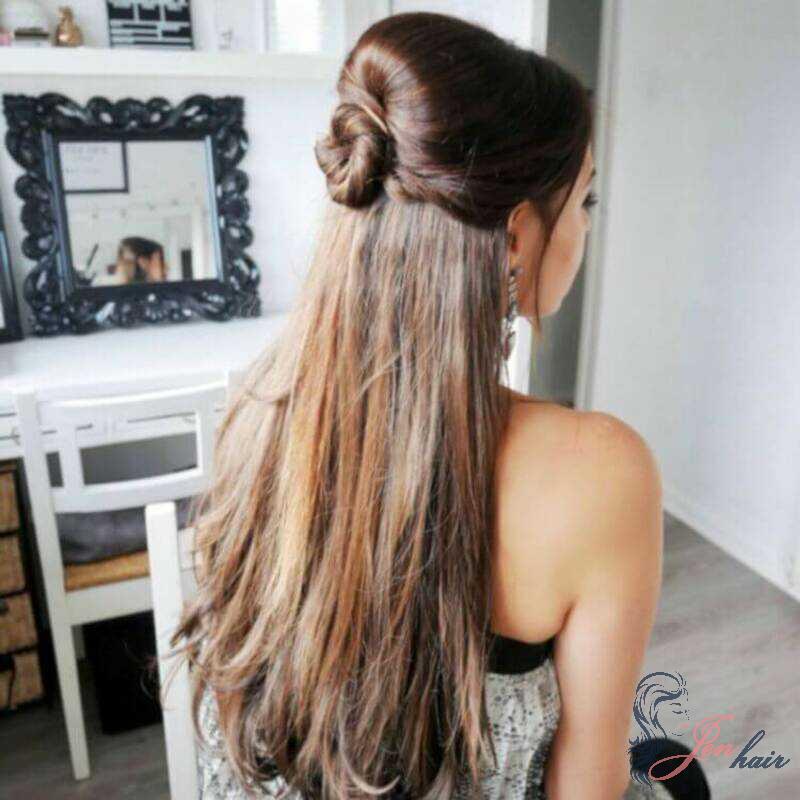 Half bun is a chic silky hairstyle