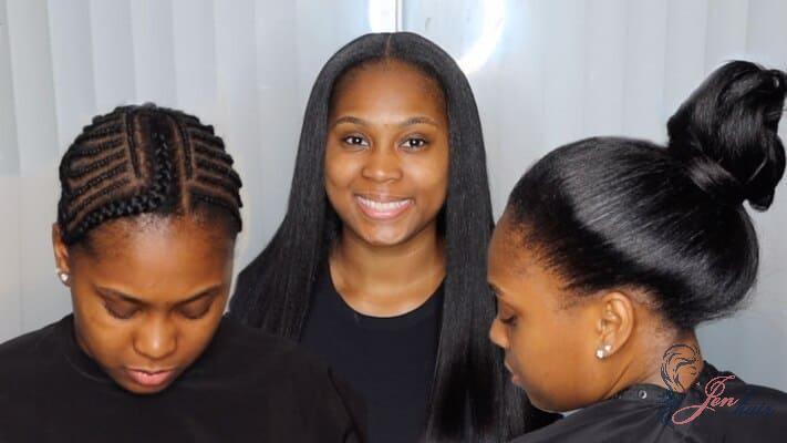 Side-swept bangs with braid pattern for versatile sew in