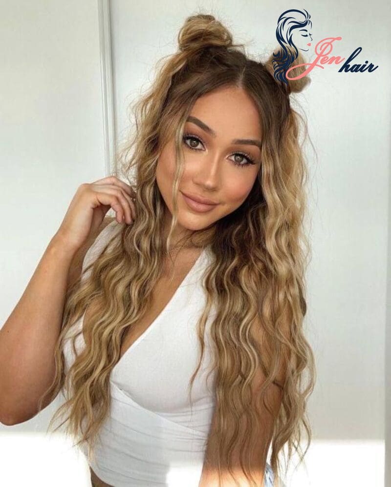 The Best Deep Wave Human Hair Bundles Styles Will Change Your Summer! 2 deep wave human hair bundles If you can’t decide half-up or half-down, then this is the one for you!