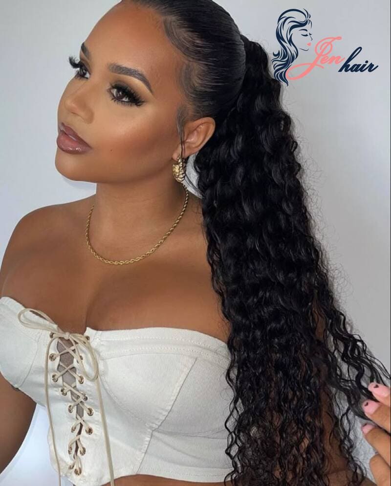 The Best Deep Wave Human Hair Bundles Styles Will Change Your Summer! 6 deep wave human hair bundles Ponytail always is timeless look