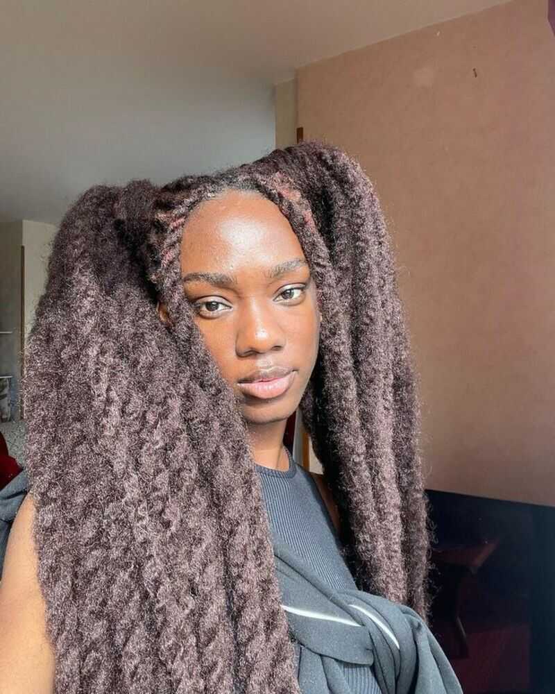 Hair braiding styles are made with soft wool yarn