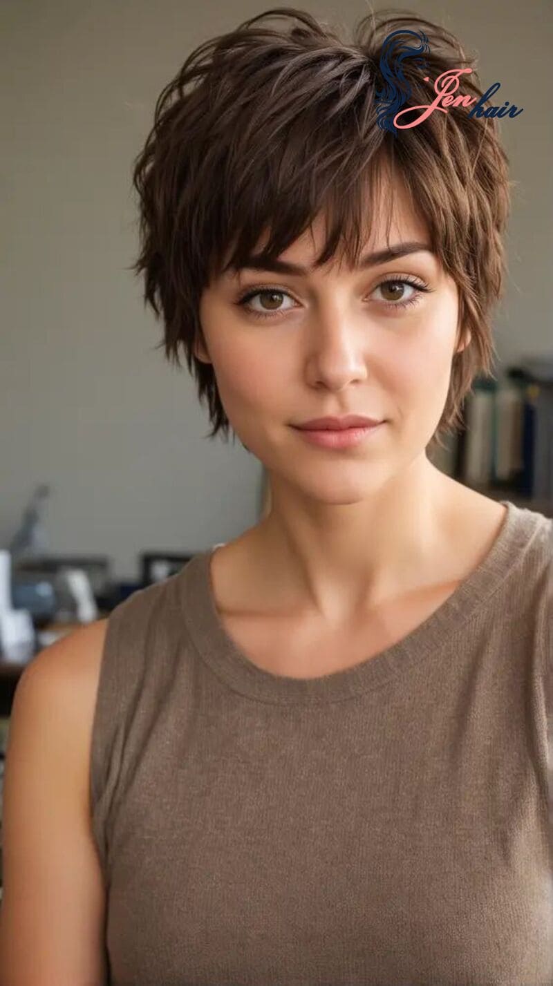 Feathered hair can work well even with short length